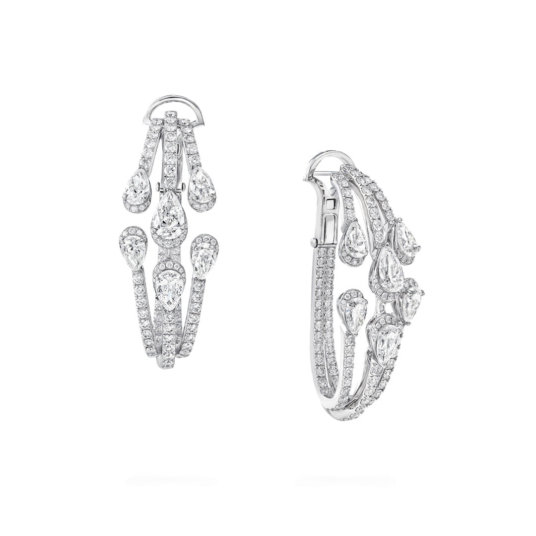 Duet Diamond Triple Hoop Earrings